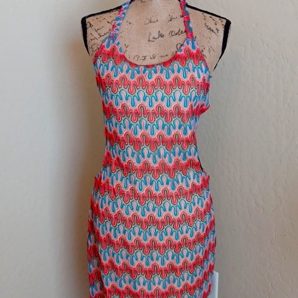 DOLLSKILL POSTER GIRL 1X MAXI HALTER ZIP SIDE LINED MINI SKIRT CROCHET - Picture 3 of 12